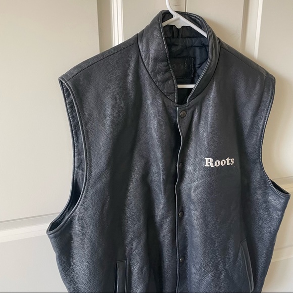 Roots Navy Leather Embroidered USA Vest - Picture 4 of 11